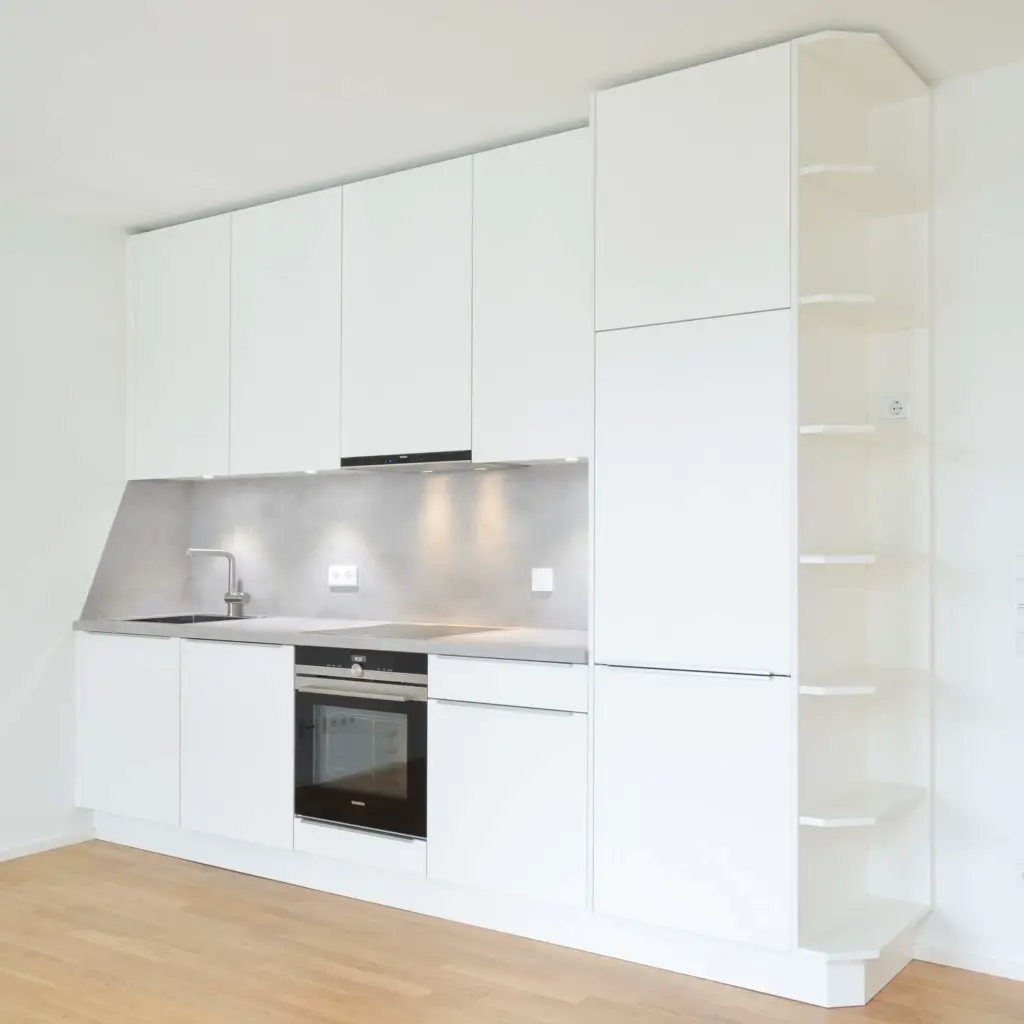 Schreinerküche weiss beton